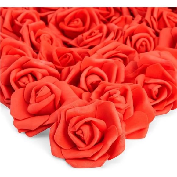 100 Pack Red Artificial Flowers Bulk Stemless Fake Foam Roses for Wedding Decor - Picture 1 of 7